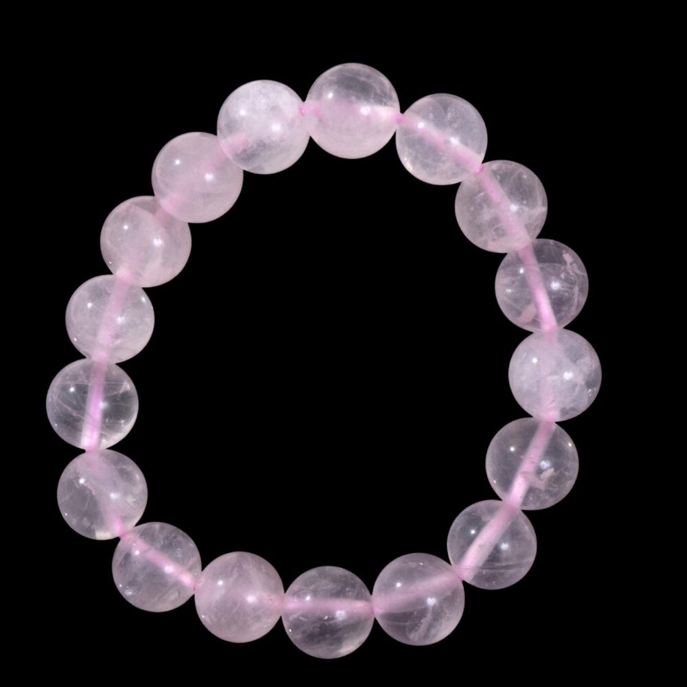 8mm Aura Rose Quartz Crystal Healing Stretch Bracelet 7.5” | Pink Energy